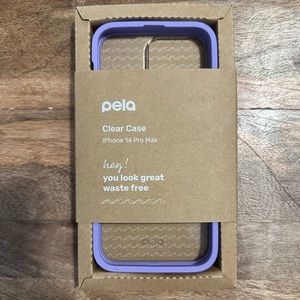 Pela iPhone 14 Pro Max clear case with purple bumper